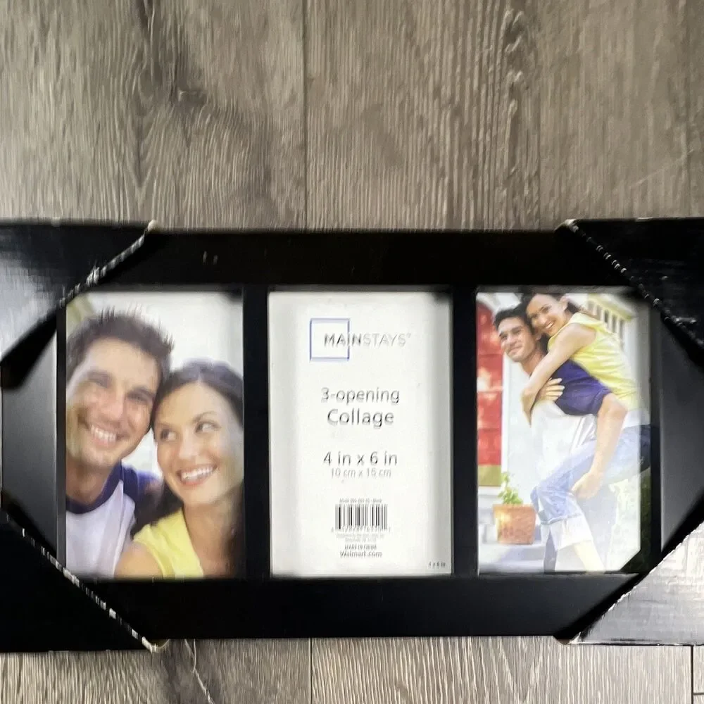 Mainstays Black 3-Opening Collage Picture Frame, Holds 3 4x6 Photos